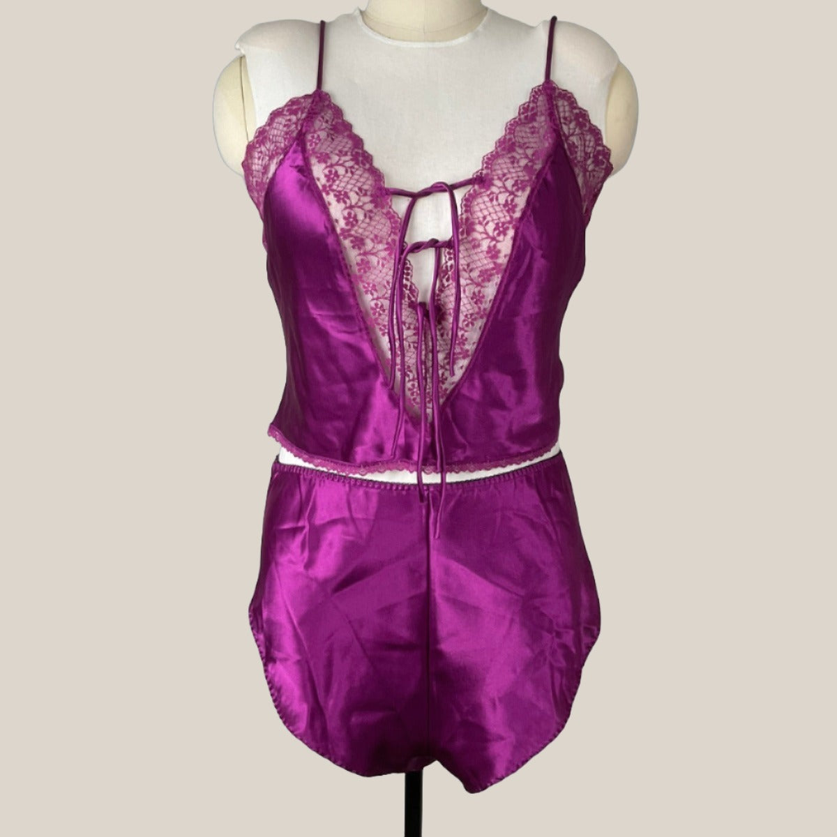 Sexy Lingerie Sleepwear - Purple Lacy Camisole and High Cut