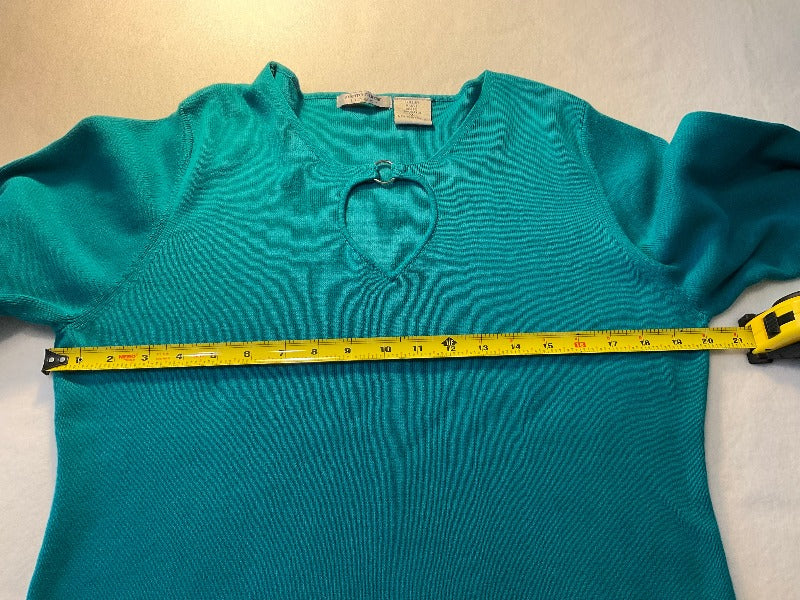 Pierre Cardin Vintage Turquoise Keyhole Sweater - Bust Measurement