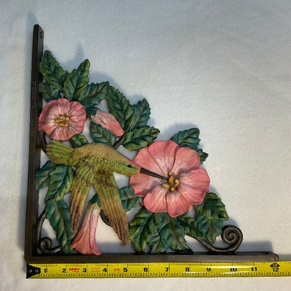 Hummingbird & Hibiscus Doorway Corner Shelf Brackets - 12 inches wide