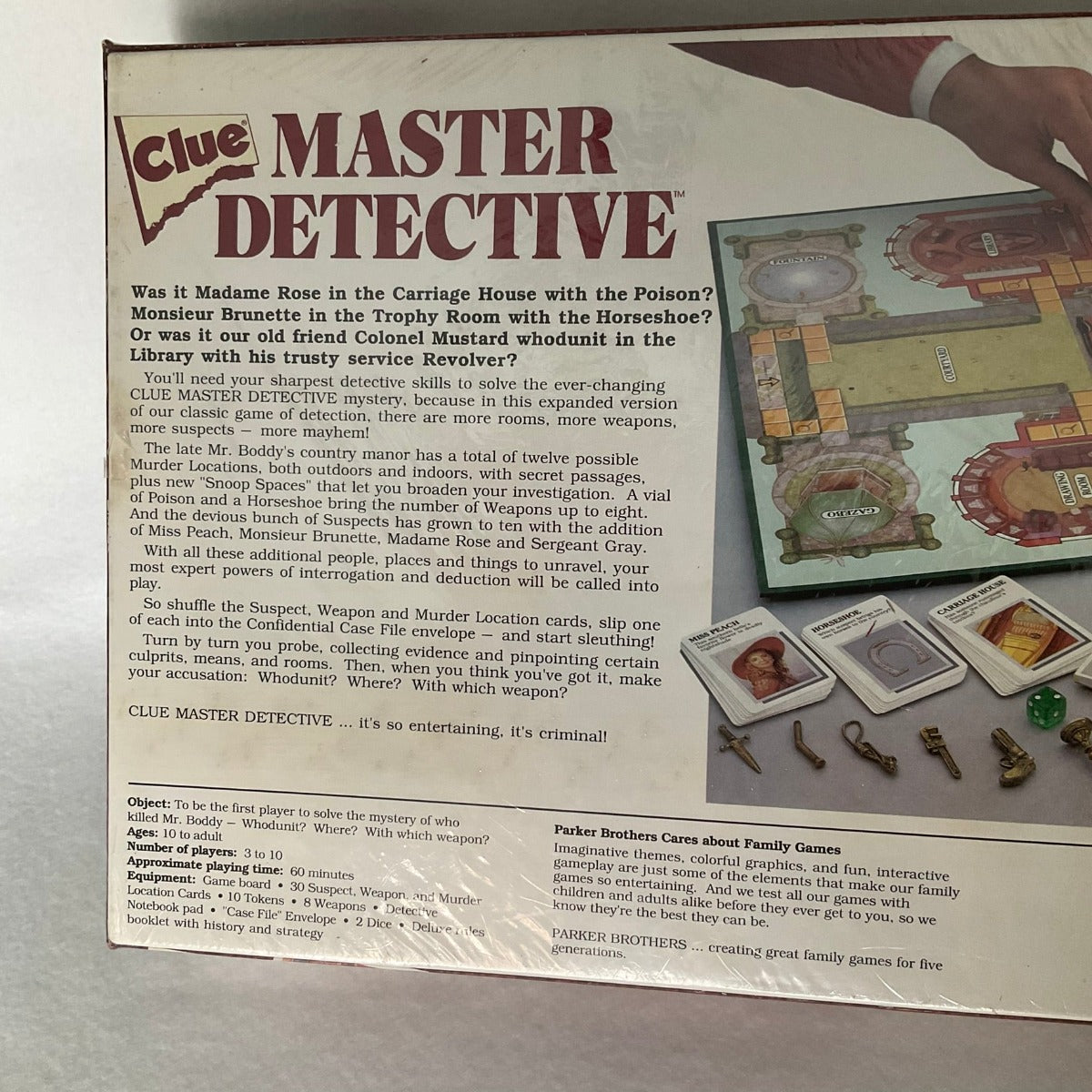 Clue Master Detective Board Game 1998 Version - Back Instructions