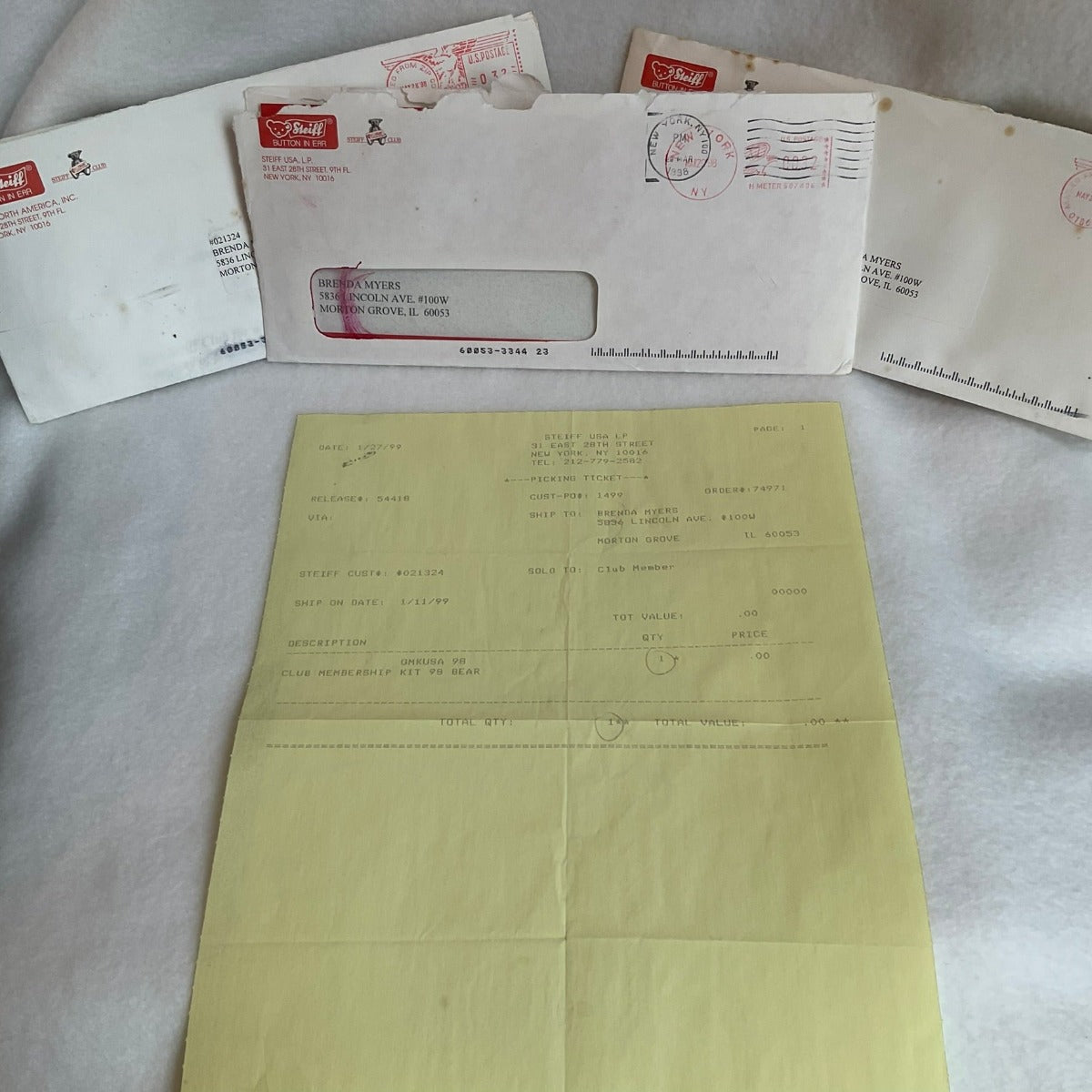 1998 Steiff Club Gift Membership Kit - Papers