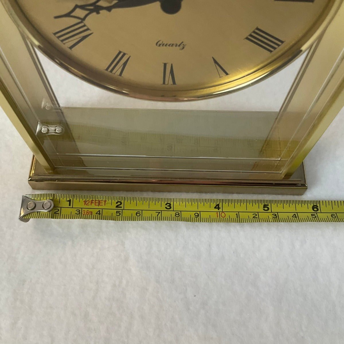 Equity Clock Quartz Vintage Analog Table Mantle Clock in Brass - 6 inches at base