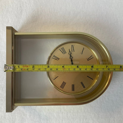 Equity Clock Quartz Vintage Analog Table Mantle Clock in Brass - 7.5 inches tall