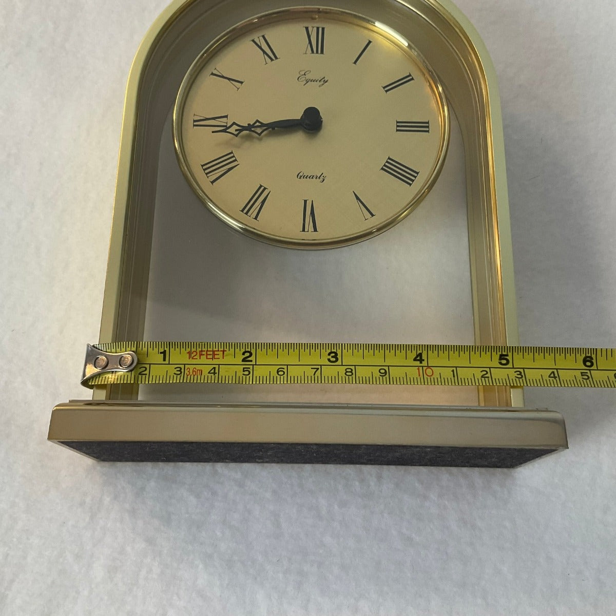 Equity Clock Quartz Vintage Analog Table Mantle Clock in Brass - 5 inches wide