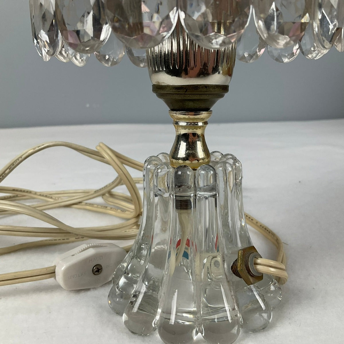 Michelotti Boudoir Lamp - Vintage Single Tier Pink Crystal Glass - Lamp Base