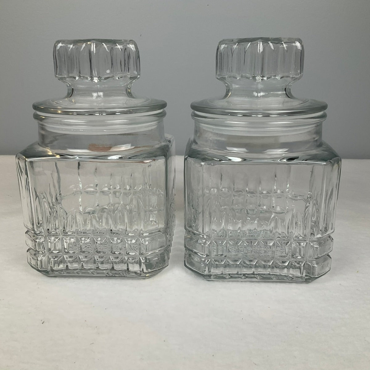 Vintage Apothecary Jars - KOEZE'S and DELEN - Self-Sealing Glass Containers - Back Side