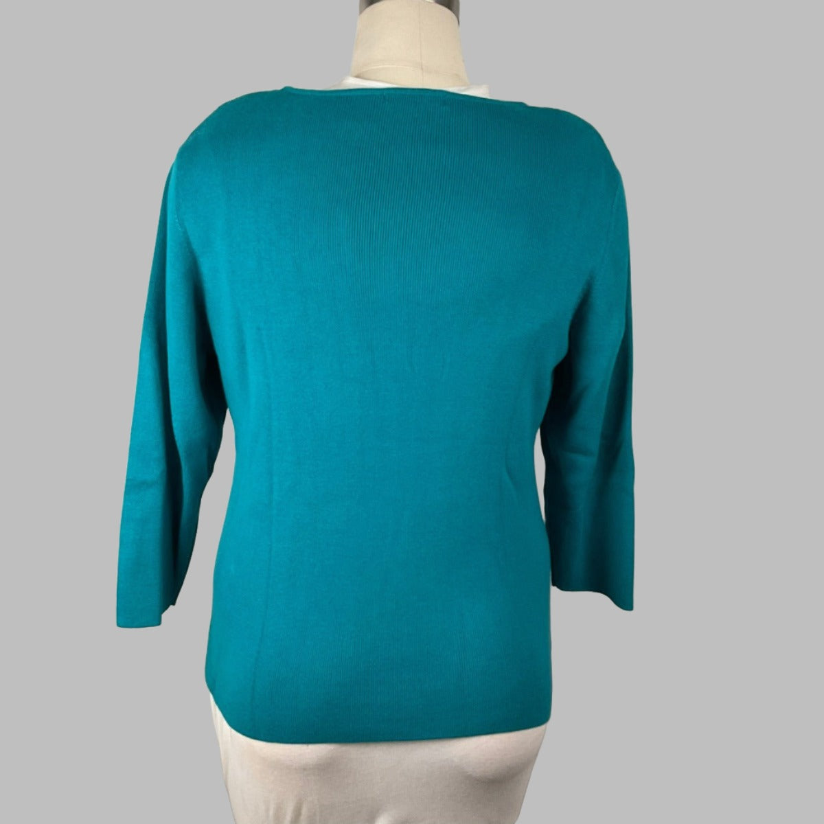 Women's Pierre Cardin Turquoise Keyhole Sweater XL - Back View