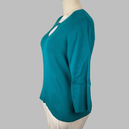 Women's Pierre Cardin Turquoise Keyhole Sweater XL - Left Side View