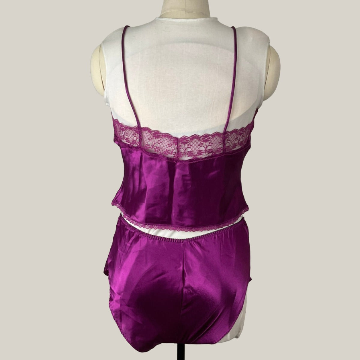 Sexy Purple Lingerie 2 Piece Camisole and High Cut Panties - Back View