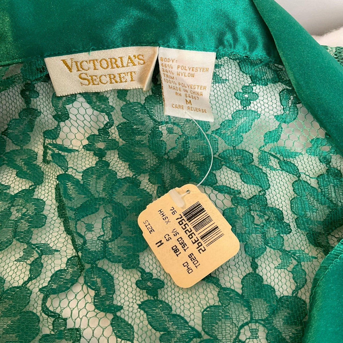 Victoria’s Secret Gold Label emerald green lace orders night see through pajama top L