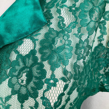 Victoria's Secret Lingerie Sheer Lace Top and Silky Bottoms - Green Lace