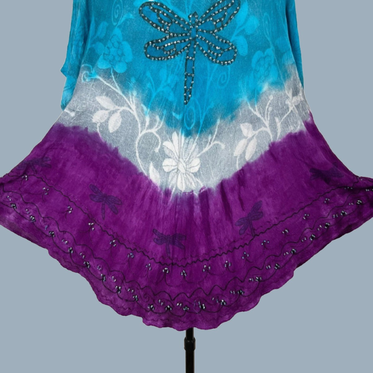Women's Tunic Blouse - Purple & Light Blue Dragonfly - PLUS SIZE - Flowy Design