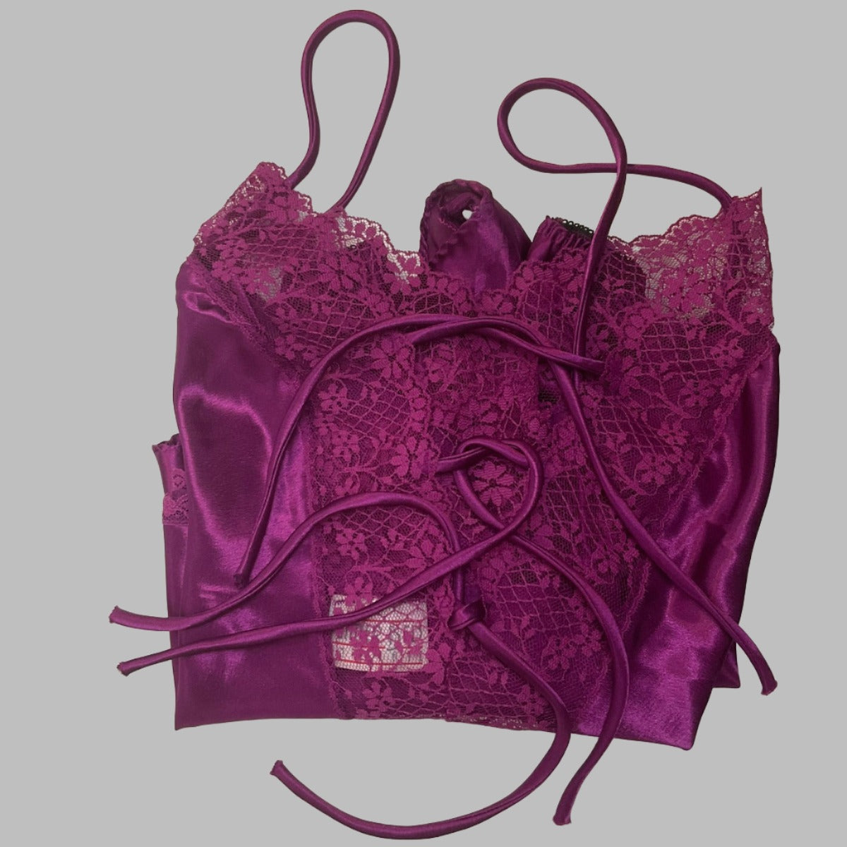 Sexy Purple Lingerie 2 Piece Camisole and High Cut Panties - Front Ties