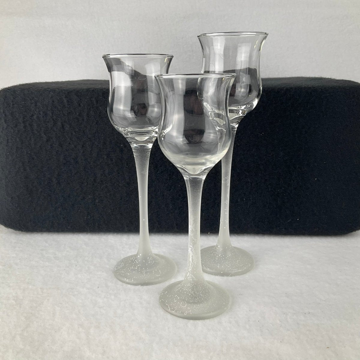 Partylite Glass Votive Candle Holder Trio with Frosted Stems