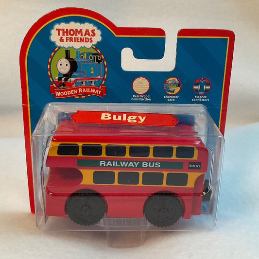Add Bulgy the Bad-Tempered Double-Decker Bus to your Thomas and Friends Wooden Railway Collection!