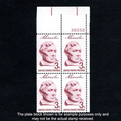Plate Block of four vintage postage stamps Scott No 1114 Abraham Lincoln Sesquicentennial - Front