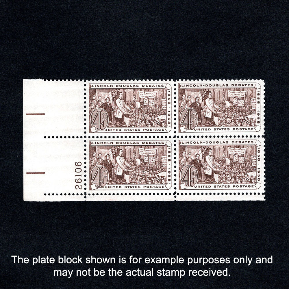 Scott No. 1115 Plate Block of 4 Lincoln / Douglas Debate - Front