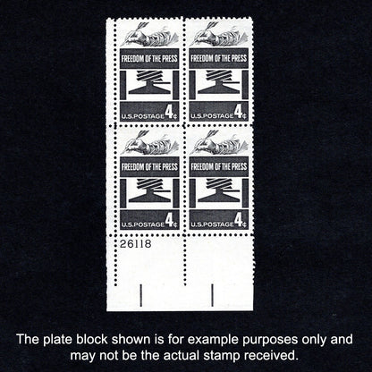 Freedom of the Press Plate Block US Postage Stamps - Scott 1119 - Front
