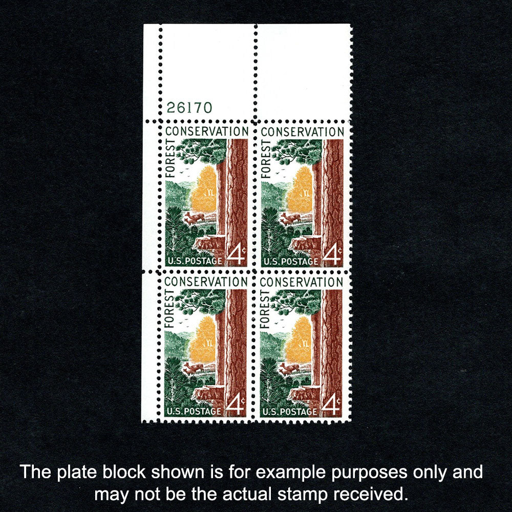 Scott 1122 Forest Conservation 4-cent US Stamps Plate Block - Front
