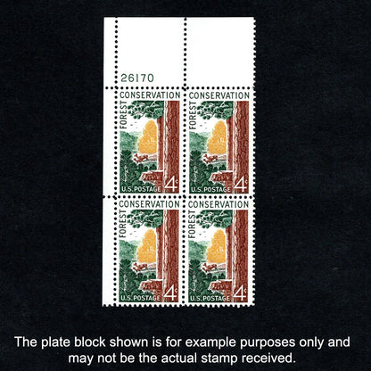 Scott 1122 Forest Conservation 4-cent US Stamps Plate Block - Front