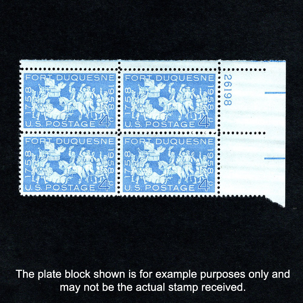 Scott 1123 Fort Duquesne 4-cent US Stamps Plate Block - Front