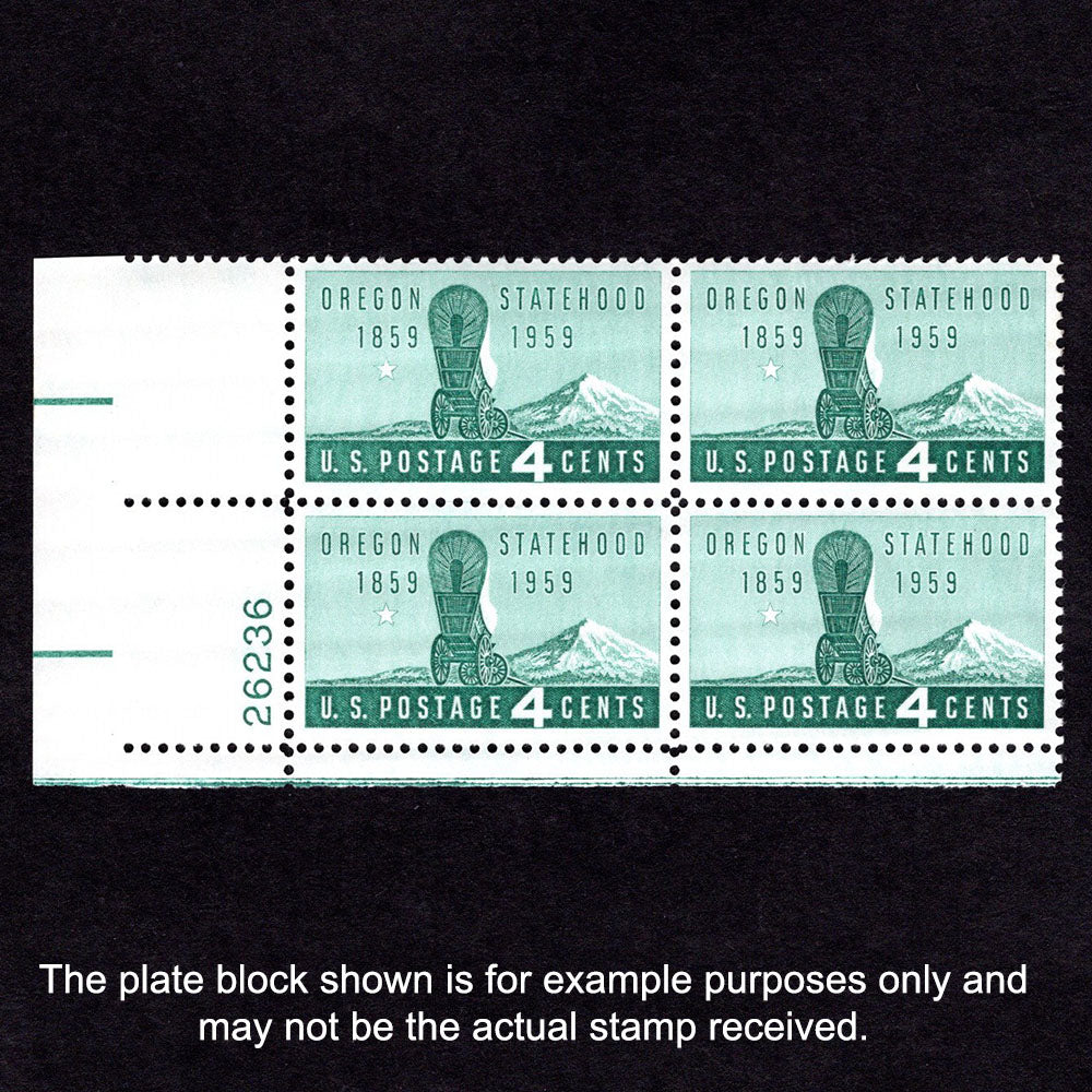 Scott 1124 Oregon Statehood 4-cent US Stamps Plate Block - Front