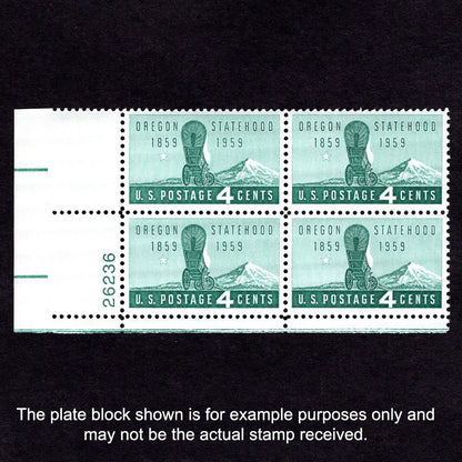 Scott 1124 Oregon Statehood 4-cent US Stamps Plate Block - Front