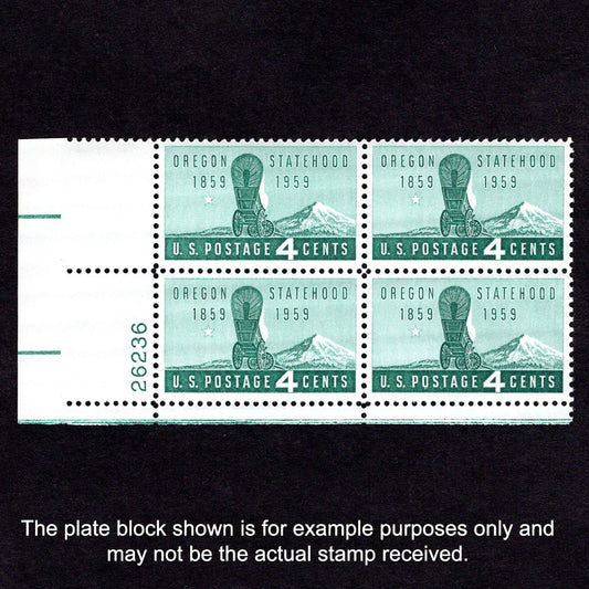 Scott 1124 Oregon Statehood 4-cent US Stamps Plate Block - Front
