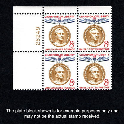 Scott 1126 Jose de San Martin 8-cent US Stamps Plate Block - Front