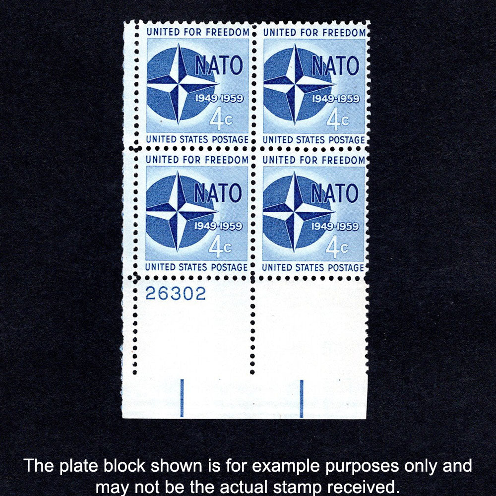 Scott 1127 NATO 4-cent US Stamps Plate Block - Front