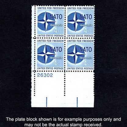 Scott 1127 NATO 4-cent US Stamps Plate Block - Front