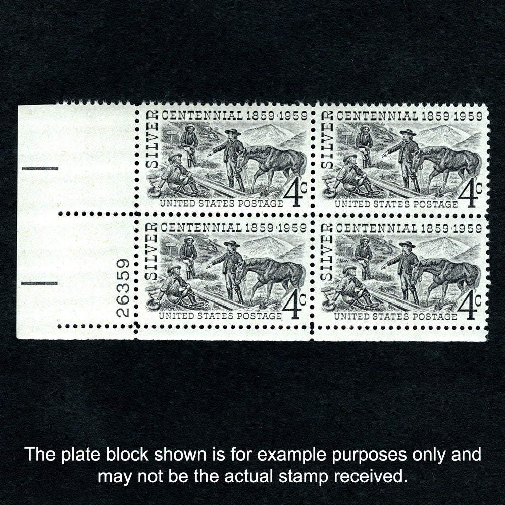 Scott 1130 Silver Centennial 4-cent US Stamp Plate Block - Front