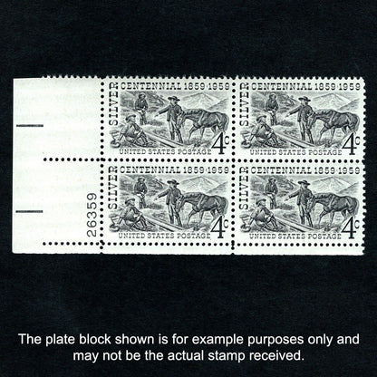 Scott 1130 Silver Centennial 4-cent US Stamp Plate Block - Front