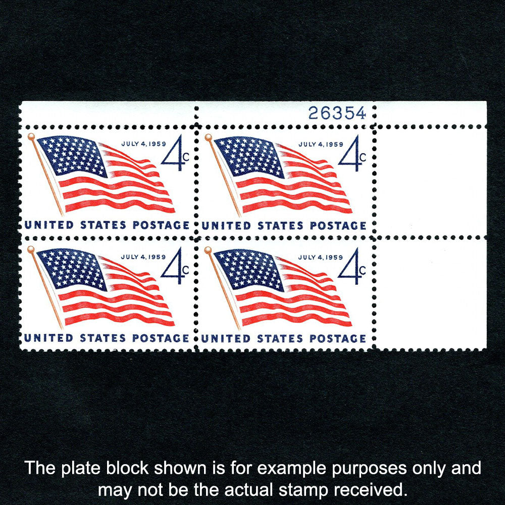 Scott 1132 49-Star American Flag 4-cent US Stamp Plate Block - Front