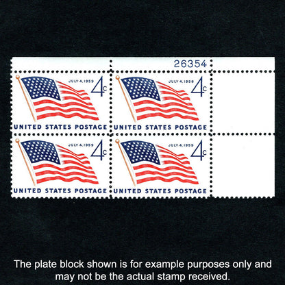 Scott 1132 49-Star American Flag 4-cent US Stamp Plate Block - Front