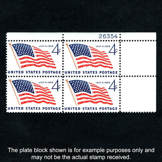 Scott 1132 49-Star American Flag 4-cent US Stamp Plate Block - Front
