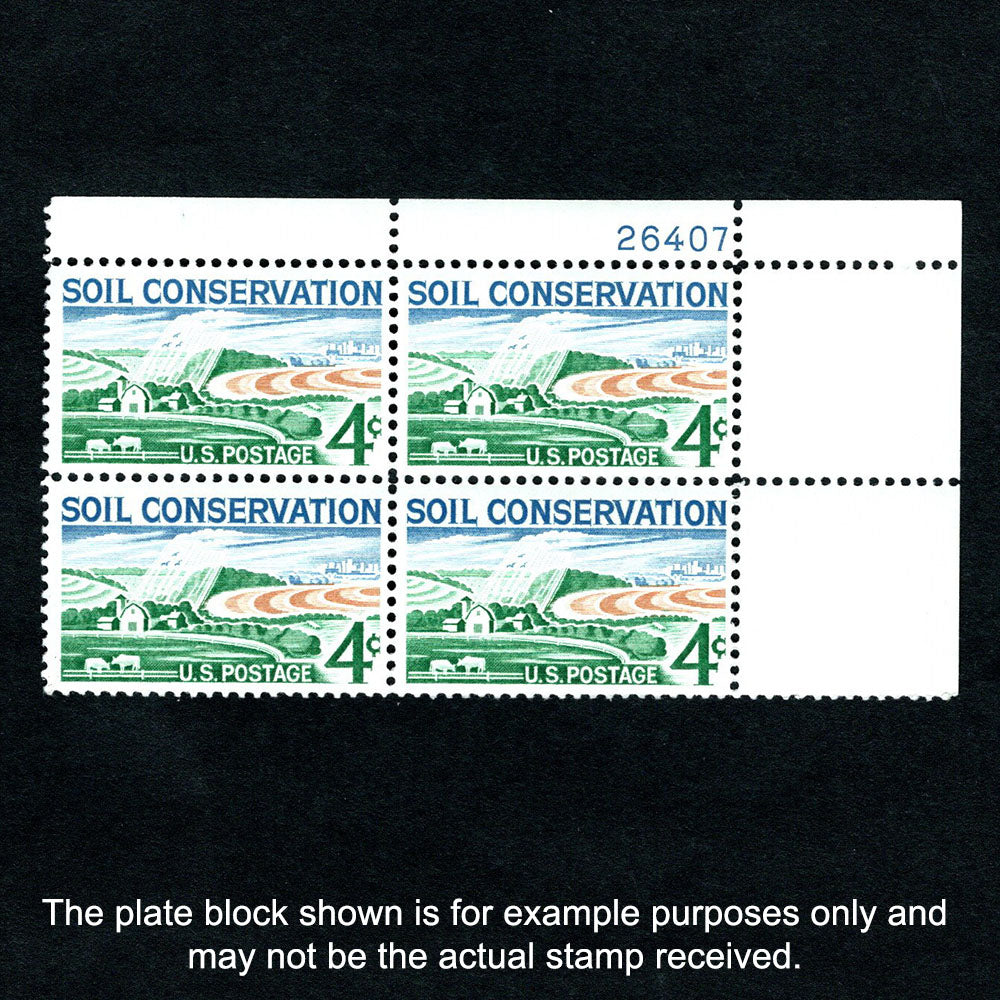 Scott 1133 - Soil Conservation 4-cent US Stamp Plate Block - Front