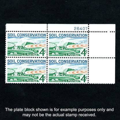 Scott 1133 - Soil Conservation 4-cent US Stamp Plate Block - Front