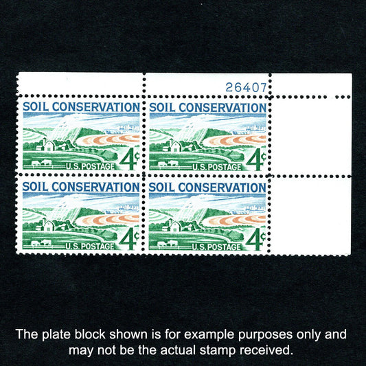 Scott 1133 - Soil Conservation 4-cent US Stamp Plate Block - Front