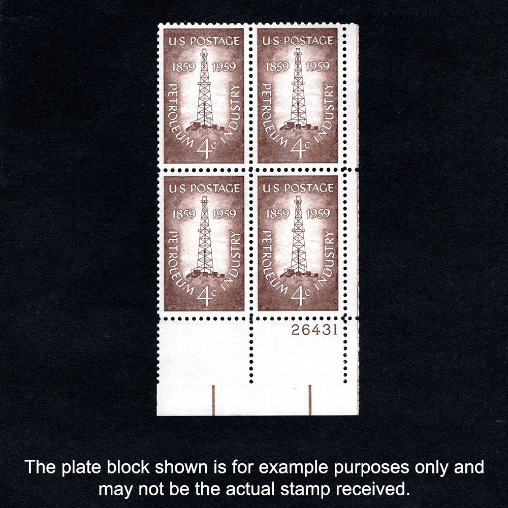 Scott 1134 - Petroleum Industry 4-cent US Stamp Plate Block - Front