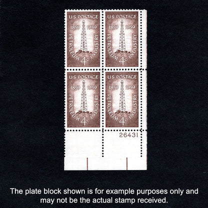 Scott 1134 - Petroleum Industry 4-cent US Stamp Plate Block - Front