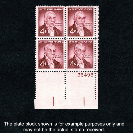 Scott 1138 - Ephraim McDowell 4-cent US Stamp Plate Block - Front