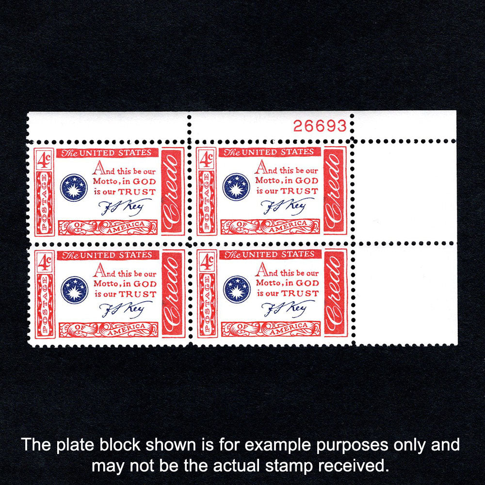 Scott 1142 - Francis Scott Key American Credo 4-cent US Stamp Plate Block - Front