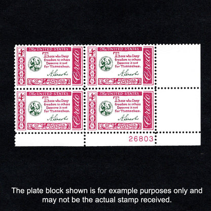 Scott 1143 - Abraham Lincoln American Credo 4-cent US Stamp Plate Block - Front