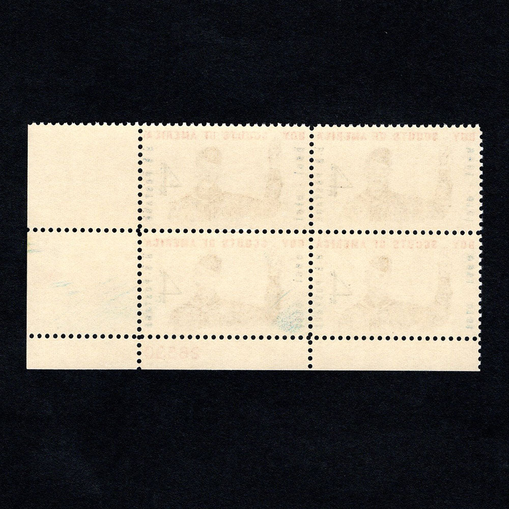 Scott 1145 - Boy Scouts of America 4-cent US Stamp Plate Block - Back