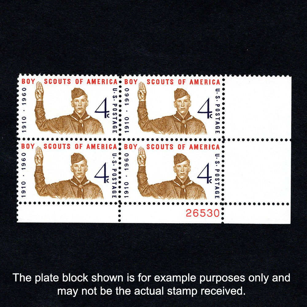 Scott 1145 - Boy Scouts of America 4-cent US Stamp Plate Block - Front
