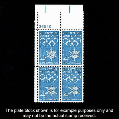 Scott 1146 - VIII Olympic Winter Games 4-cent US Stamp Plate Block - Front