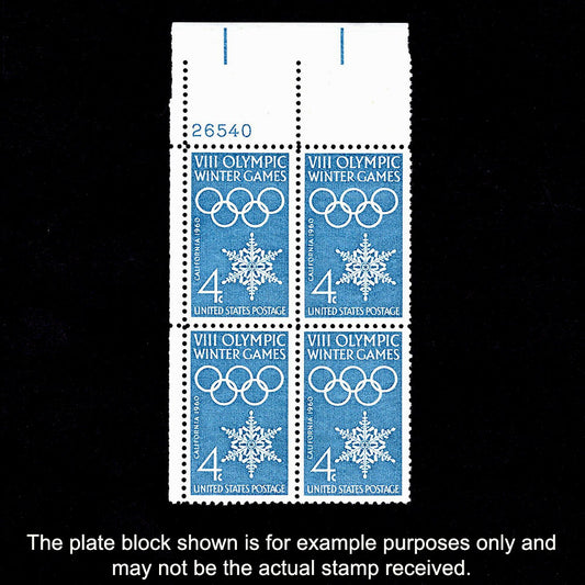 Scott 1146 - VIII Olympic Winter Games 4-cent US Stamp Plate Block - Front