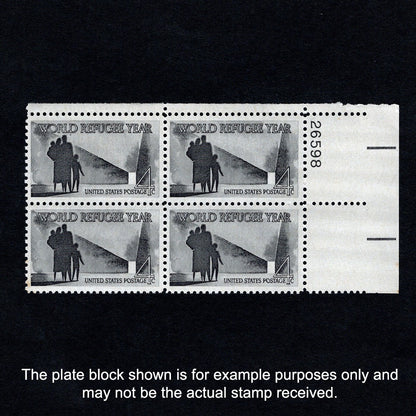 Scott 1149 - World Refugee Year 4-cent US Stamp Plate Block - Front