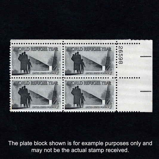 Scott 1149 - World Refugee Year 4-cent US Stamp Plate Block - Front